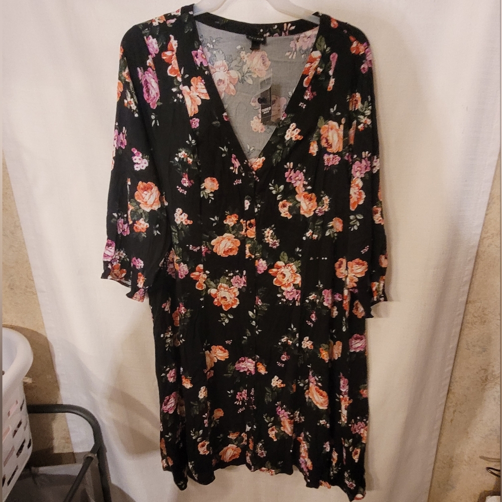 Torrid Black Dress with Floral Print NWT